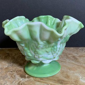 Westmoreland Glass Green & White Footed Dish